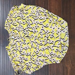 Diane Von Furstenberg yellow pattern silk blouse 2